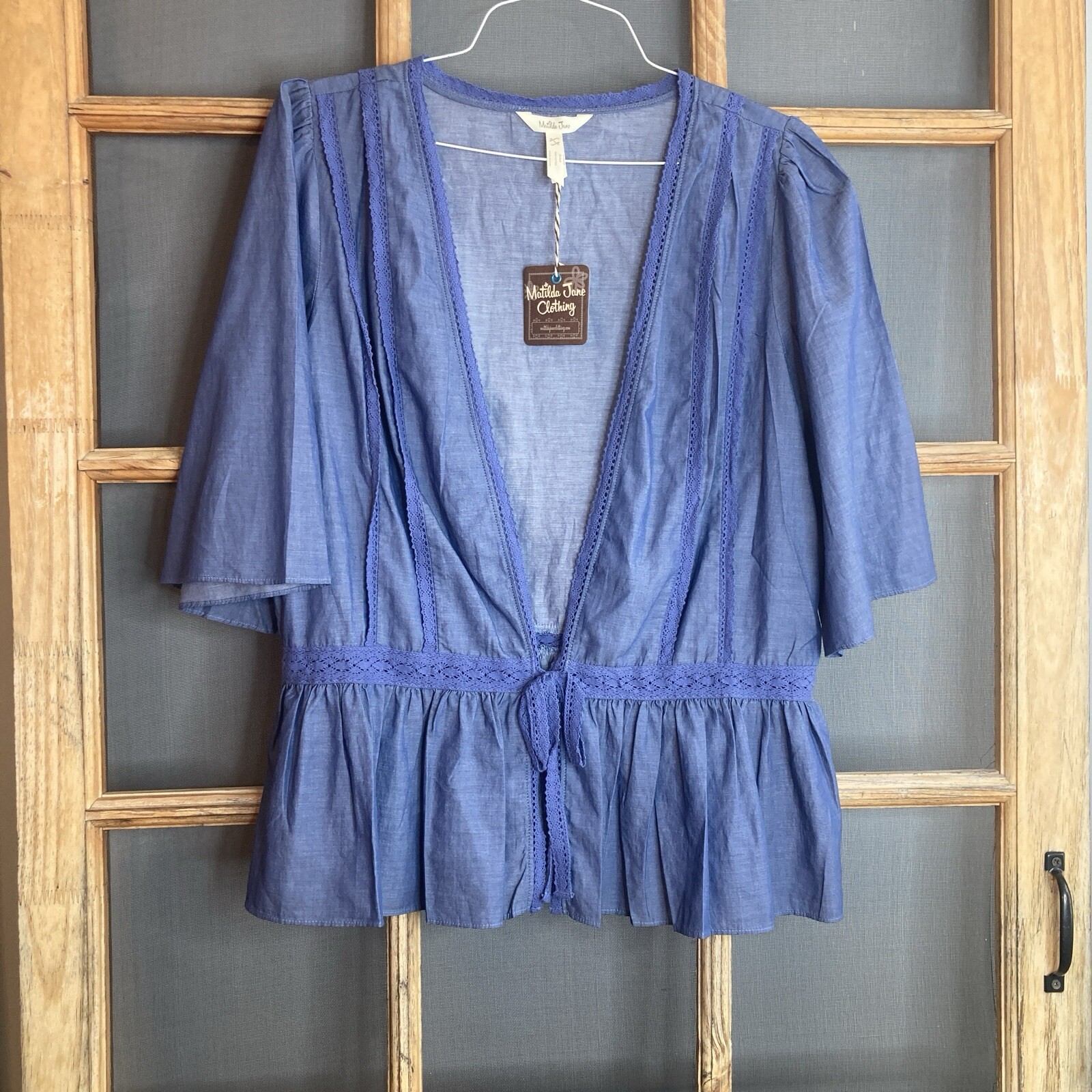NWT Matilda Jane Women’s Blue Tunic Size L 22.5×26.5