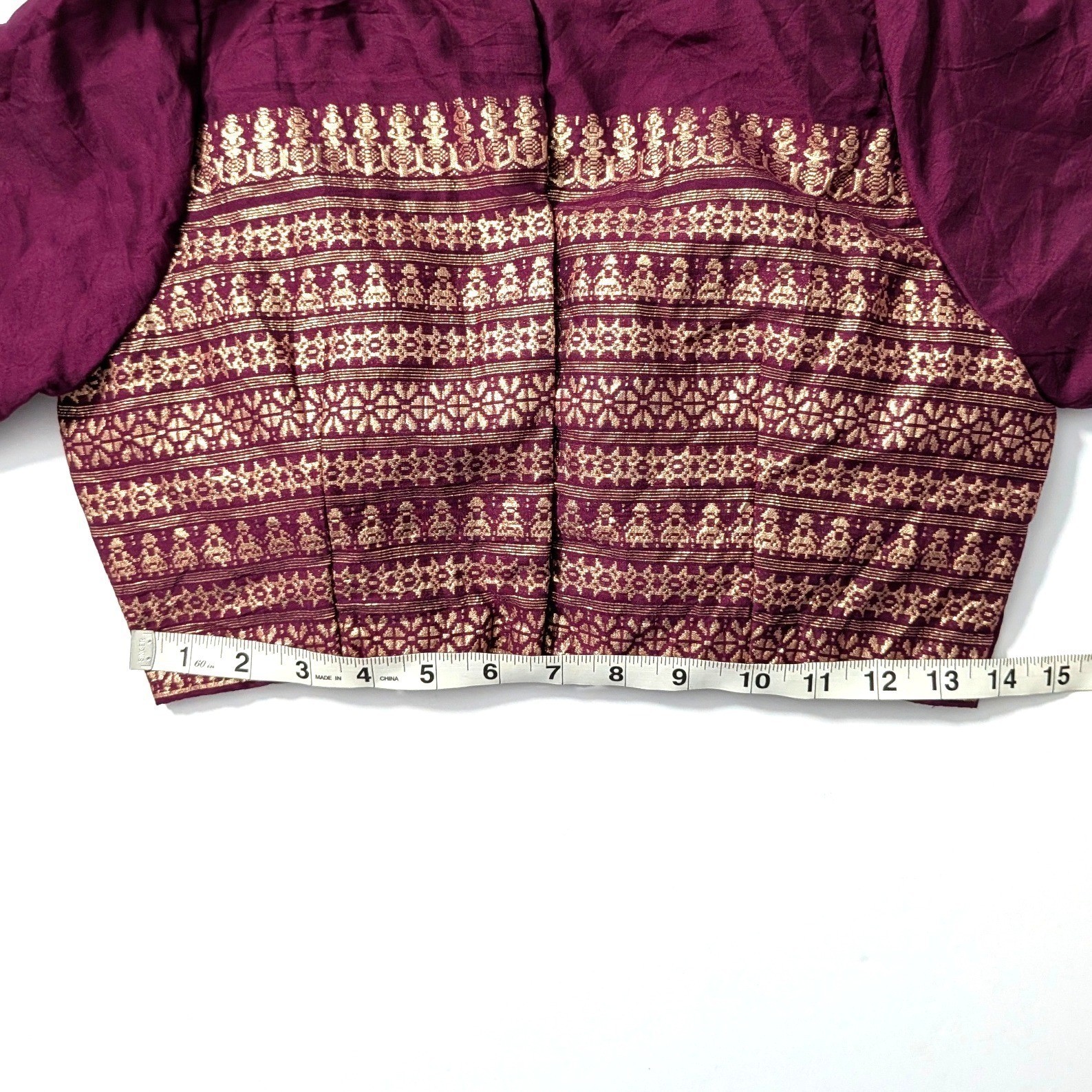 Indya Luxe Purple Plum with Gold Embroidery Sari Saree Blouse Crop Top Sz S NWT