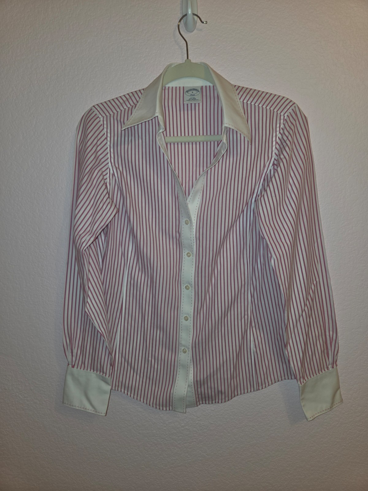 Brooks Brothers woman’s blouse, pink and white striped, size 6