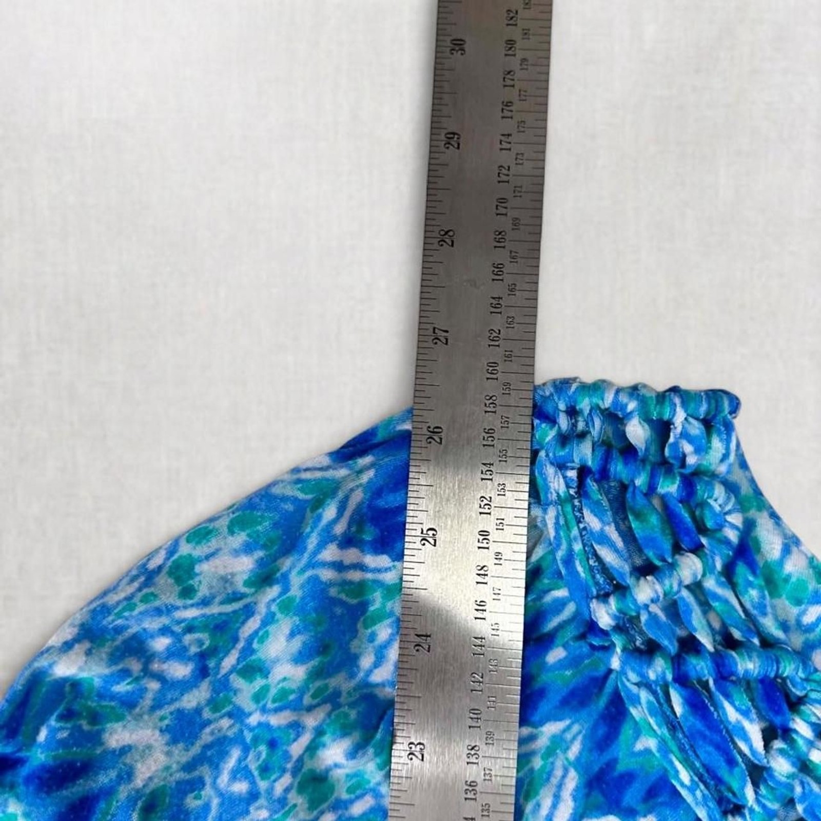 Boho Style Patterned Flowy Blue Blouse