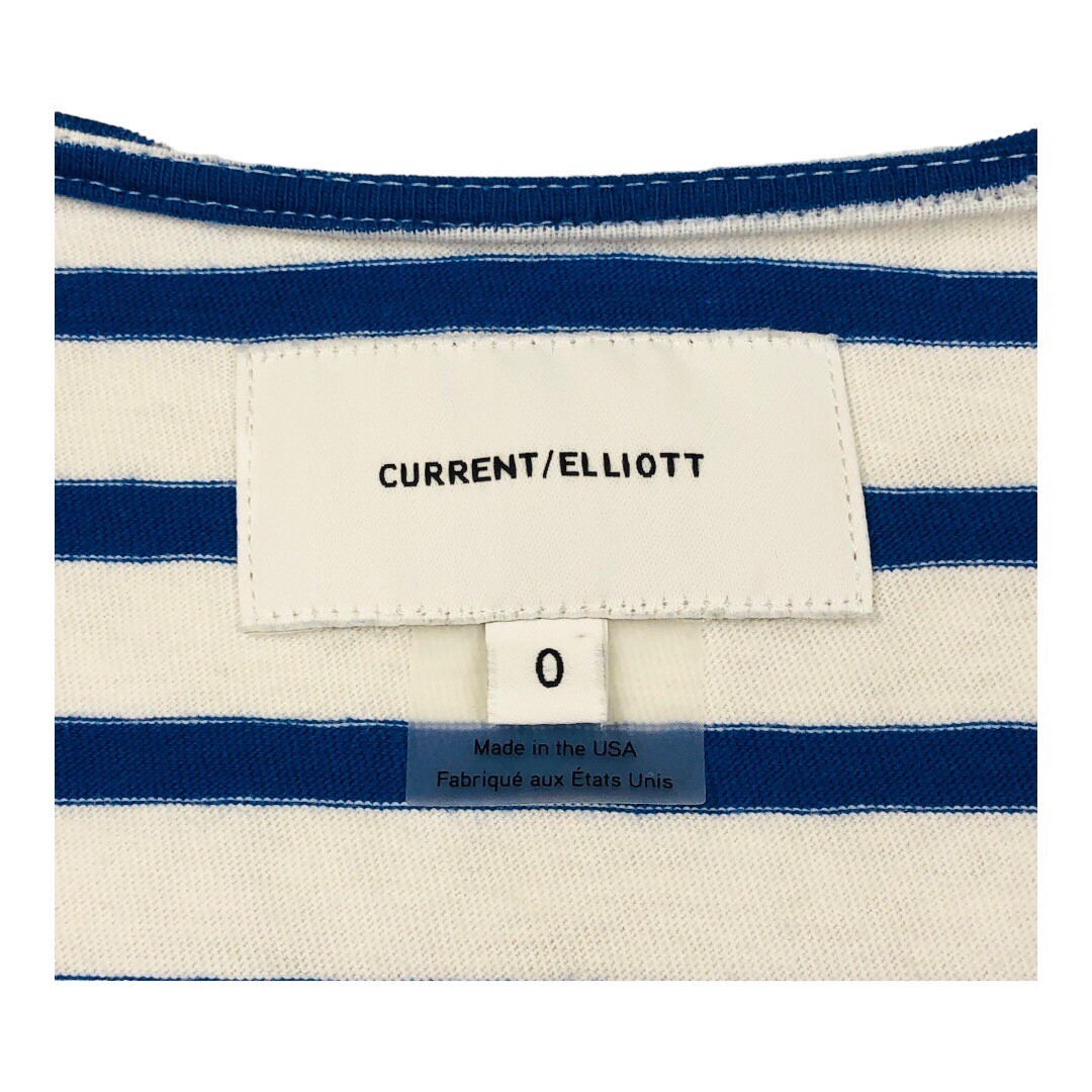 Current Elliott Stripe Long Sleeve Tee Size 0 Medium Blue White Knit Cotton
