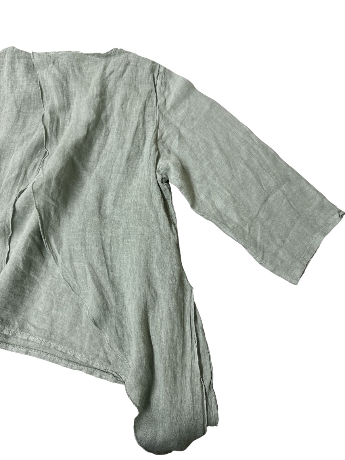 CAMILLE & CO 100% Linen Asymmetric Long Sleeve Made In Italy Women Shirt XL NWT