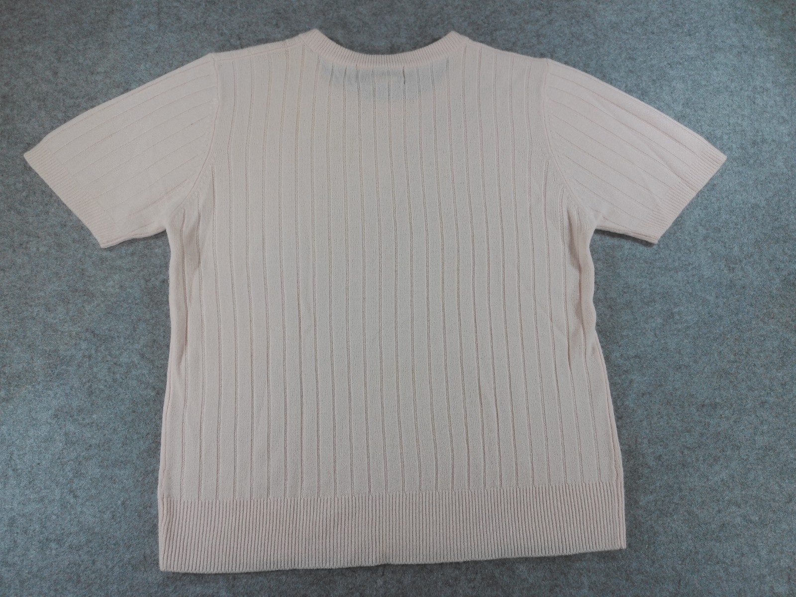 Sag Harbor Petite Medium Pink Ribbed Cable Knit Short Sleeve Sweater Acrylic Top
