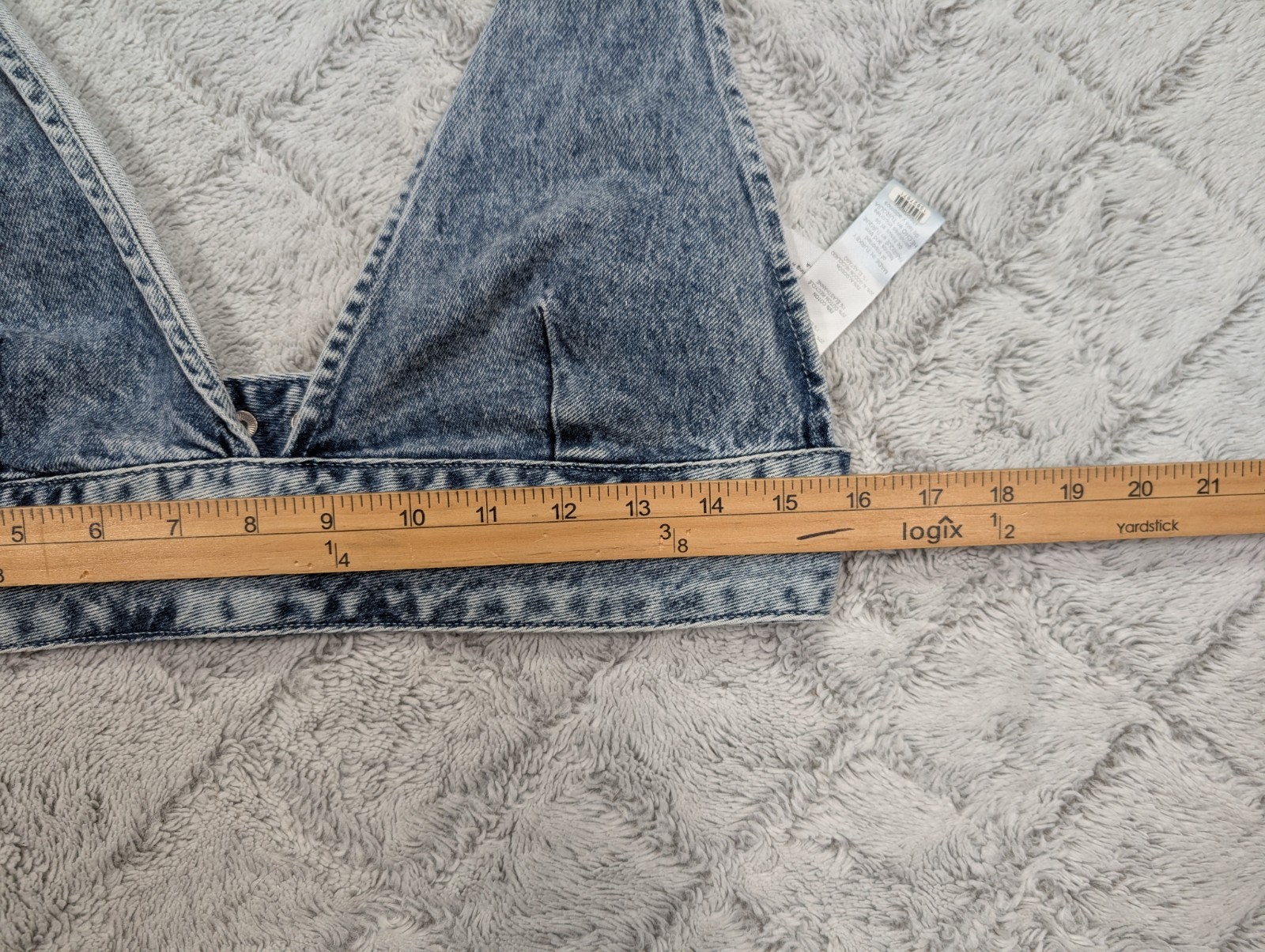 Good American Top Womens 4 Blue Bleach Wash Denim Bralette Travel Street