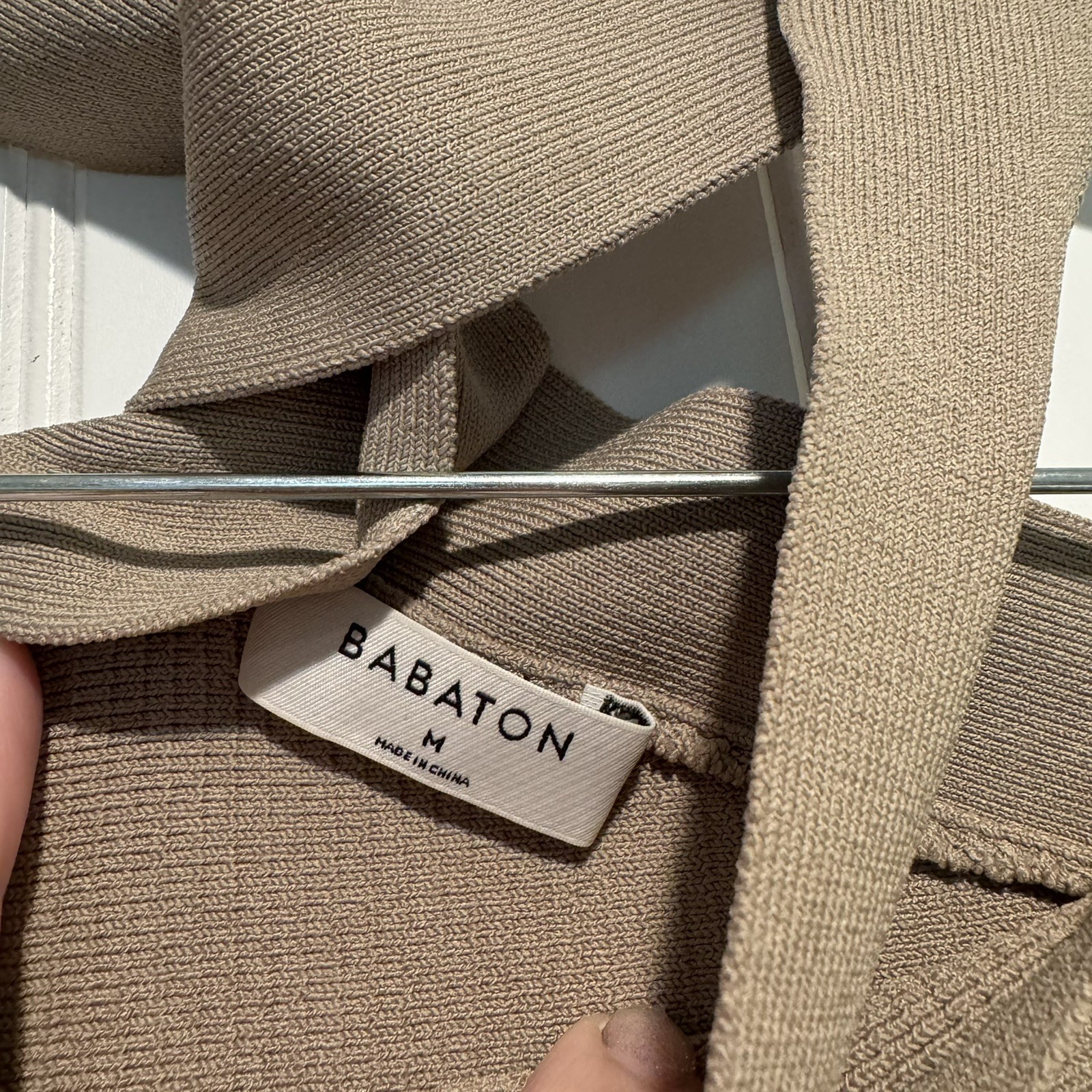 Babaton Sculpt Knit Criss Cross Tank Beige Size Medium