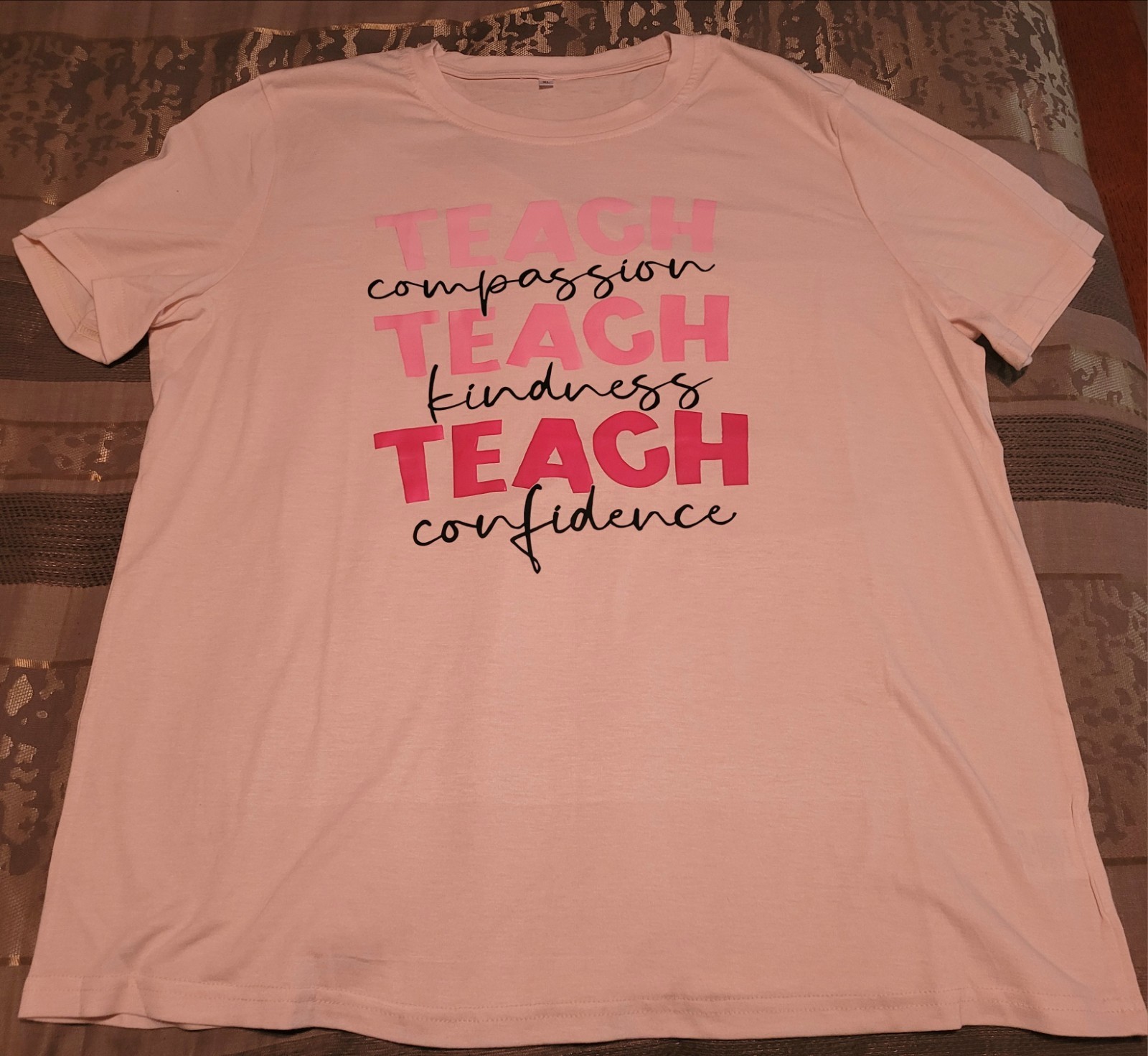 Ladies teacher light pink graphic top (Size XL)