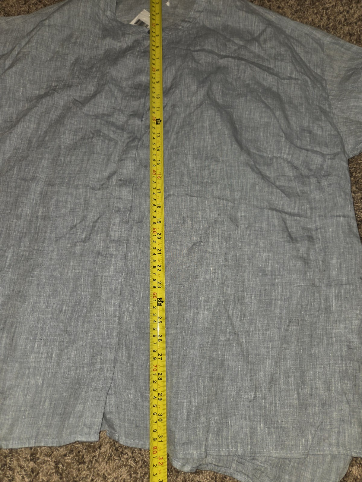 Eileen Fisher New Mandarin Collar Long Shirt Tunic Top Organic Linen Plus 2x
