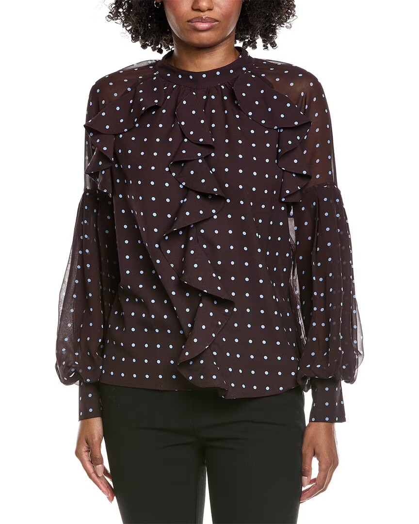 Gracia Front Ruffle Balloon Sleeve Blouse Women’s