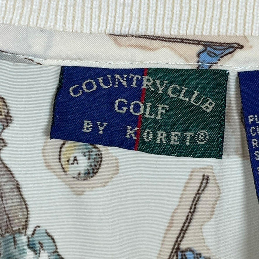 Country Club by Koret Golf Pullover Women XL Cream Kitschy AOP 90s Windbreaker