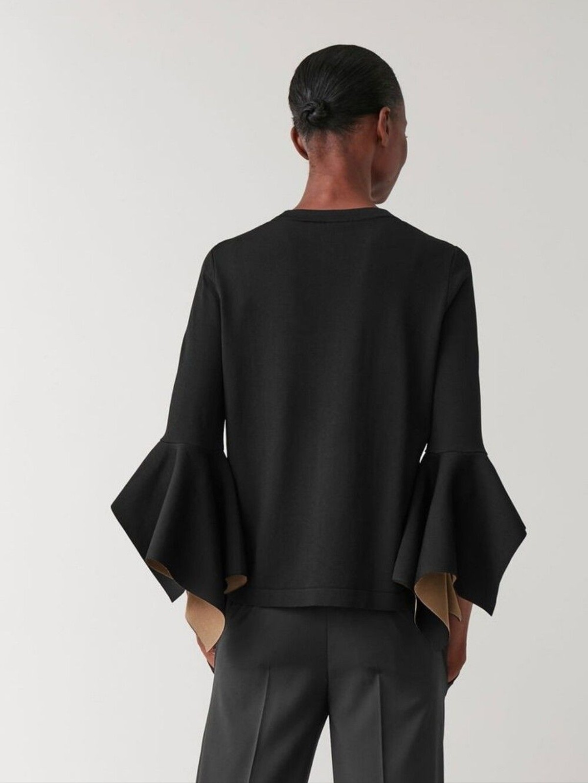 COS Womens Textured Draped Sleeve Top – Size Large