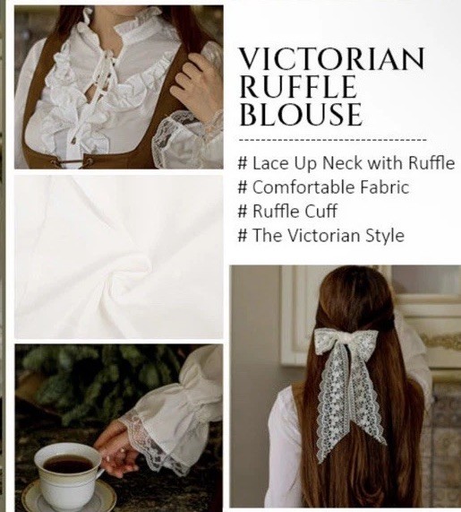 Scarlet Darkness Victorian Femme Ruffle Blouse with Stand Collar Sz 2XL White