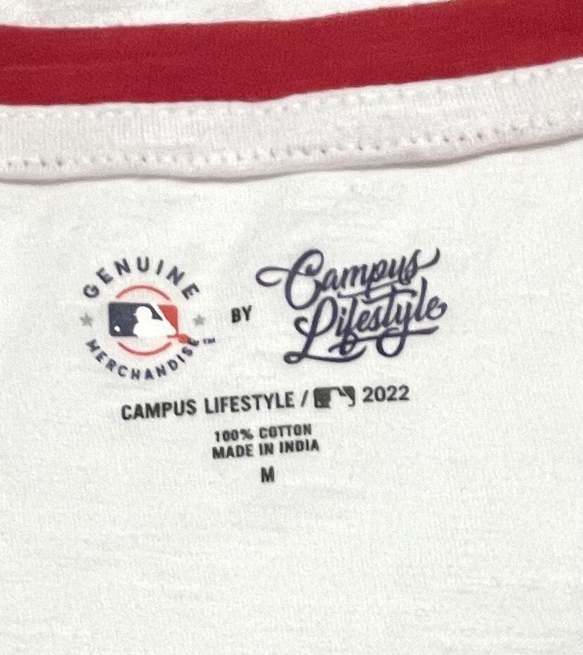 Genuine Merchandise womenâs 3/4 Sleeve Jersey Baseball Tee-White/Red M New