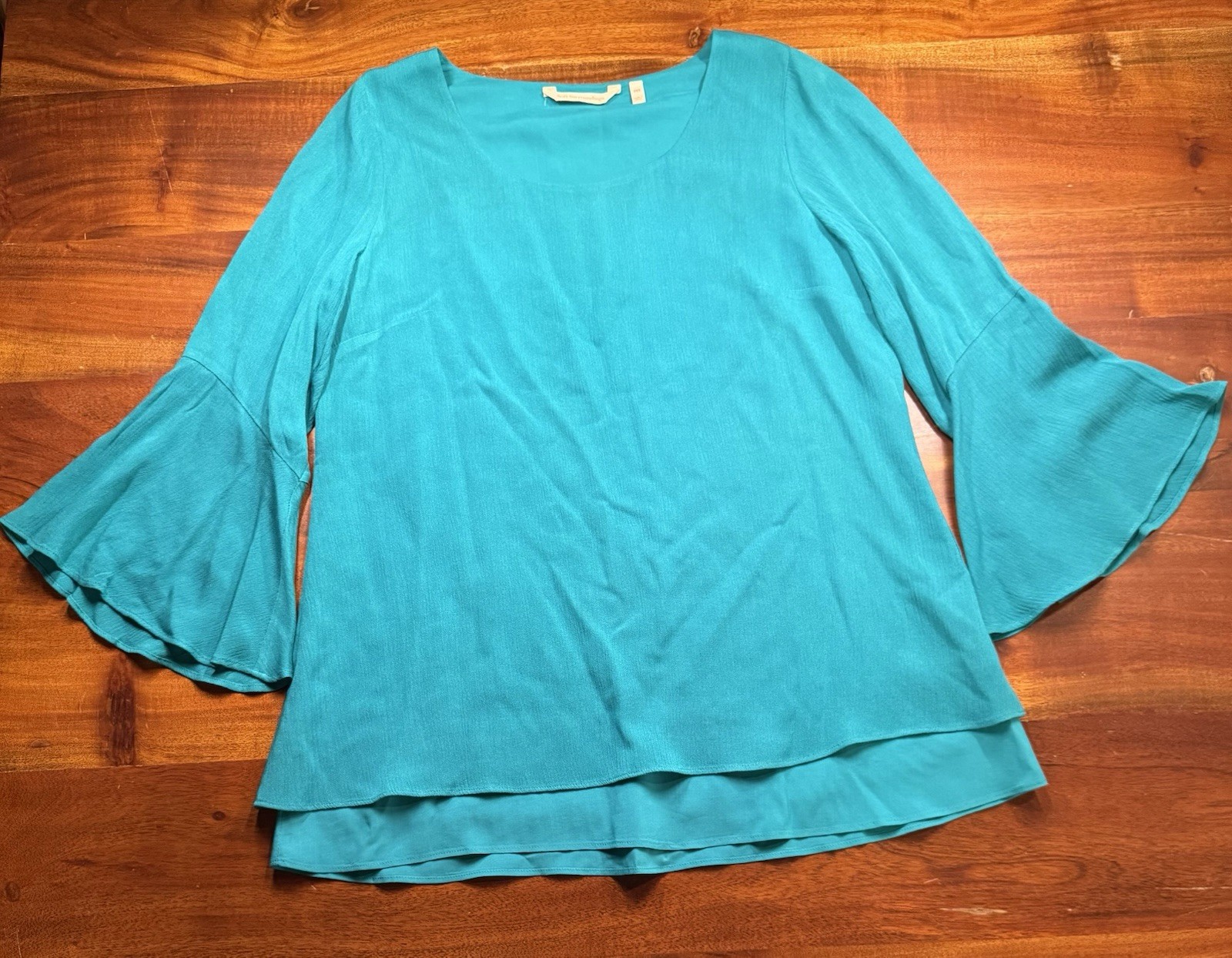 Soft Surroundings Petites Layered Gauzy Tunic Blouse Bell Sleeves Lagenlook PXS