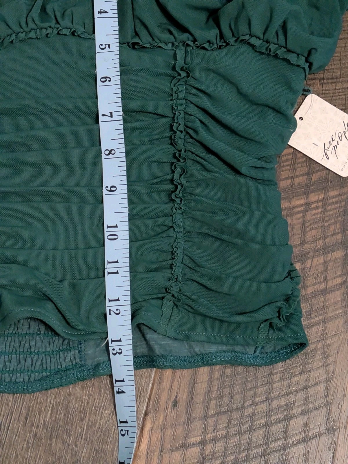 Free People Uncut Emerald Ruched Tube Top NWT Green Smocked Crop Top Large