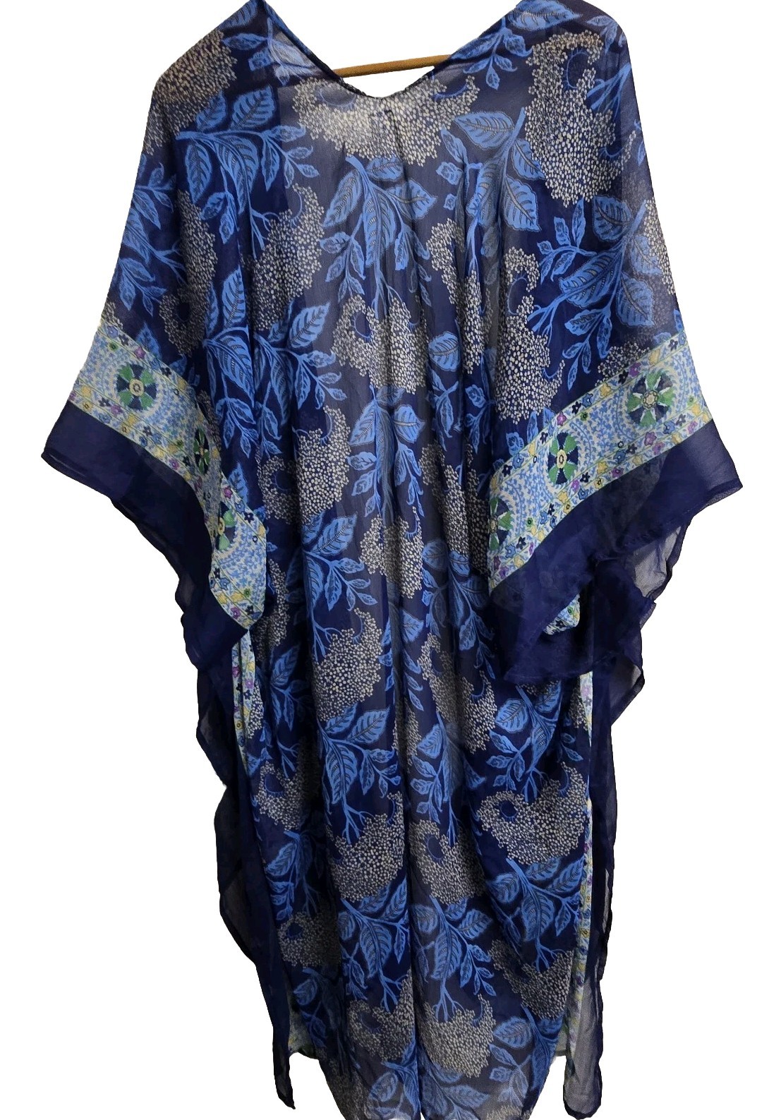 Womens Long Kimono Sheer Floral Print Boho Cover Lightweight One Size