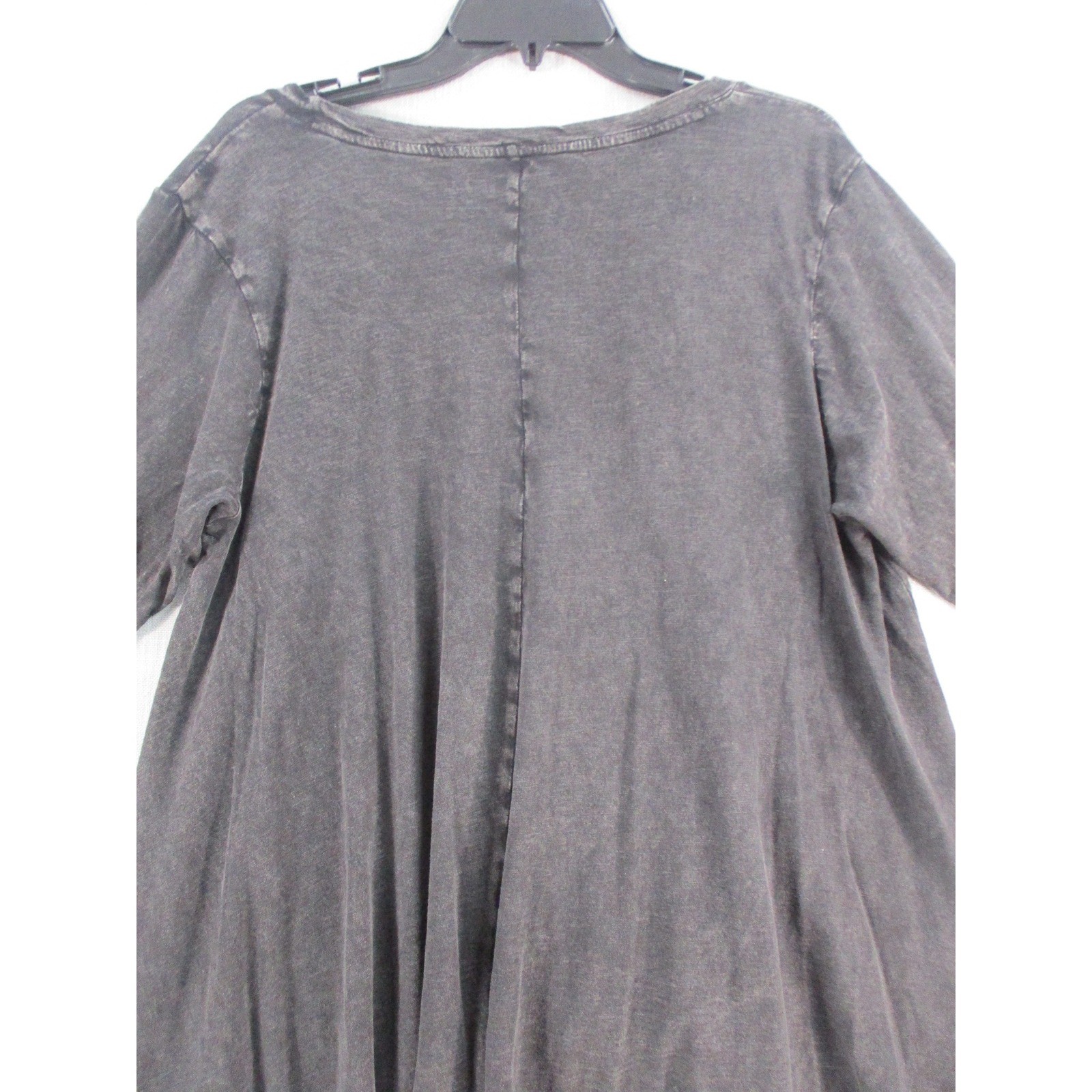 Wonderly Womens 1X Charcoal Gray Acid Wash Long Sleeve High Low Swing Tunic Top