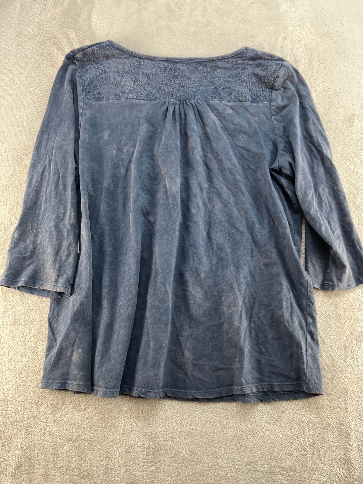 Sonoma Tunic Top Womens X-Large 3/4 Sleeve Gray Round Neck Boho