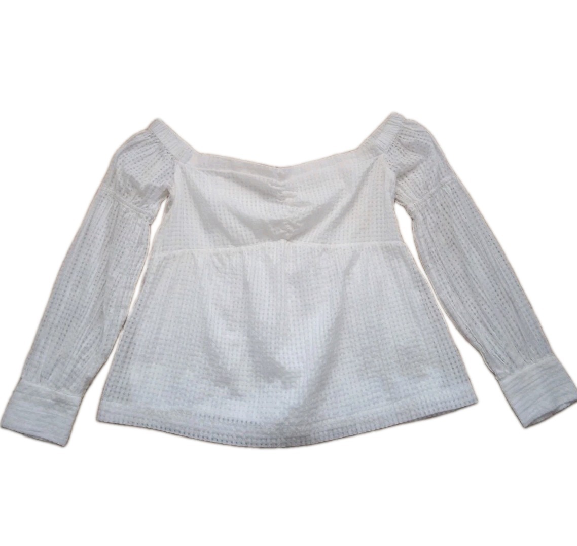 Maeve Off Shoulder Milkmaid Blouse Women’s L White Long Sleeve Cottegecore