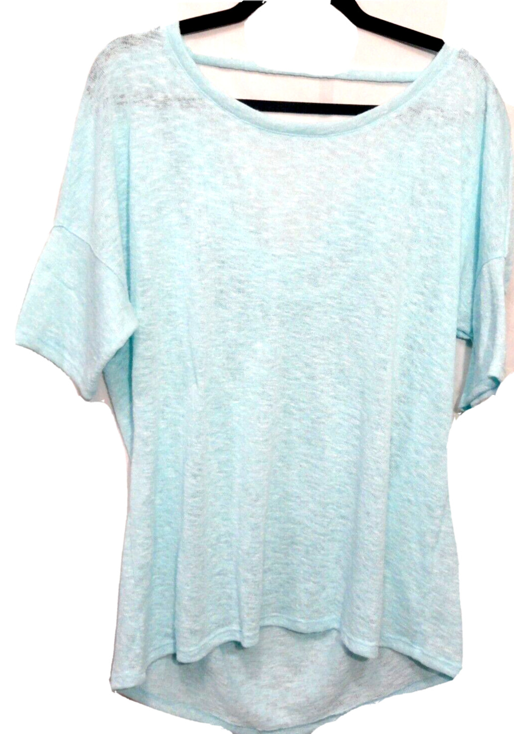 NY & Co Teal Lightweight Top Knit Semi Sheer Short Sleeve Women’s Size Medium