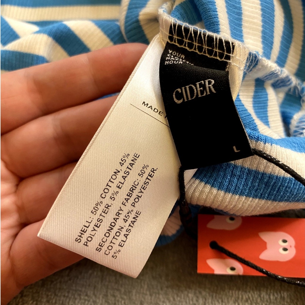 Cider Cotton-Blend Stripe Cat Graphic Crop Tank Top – Size Large