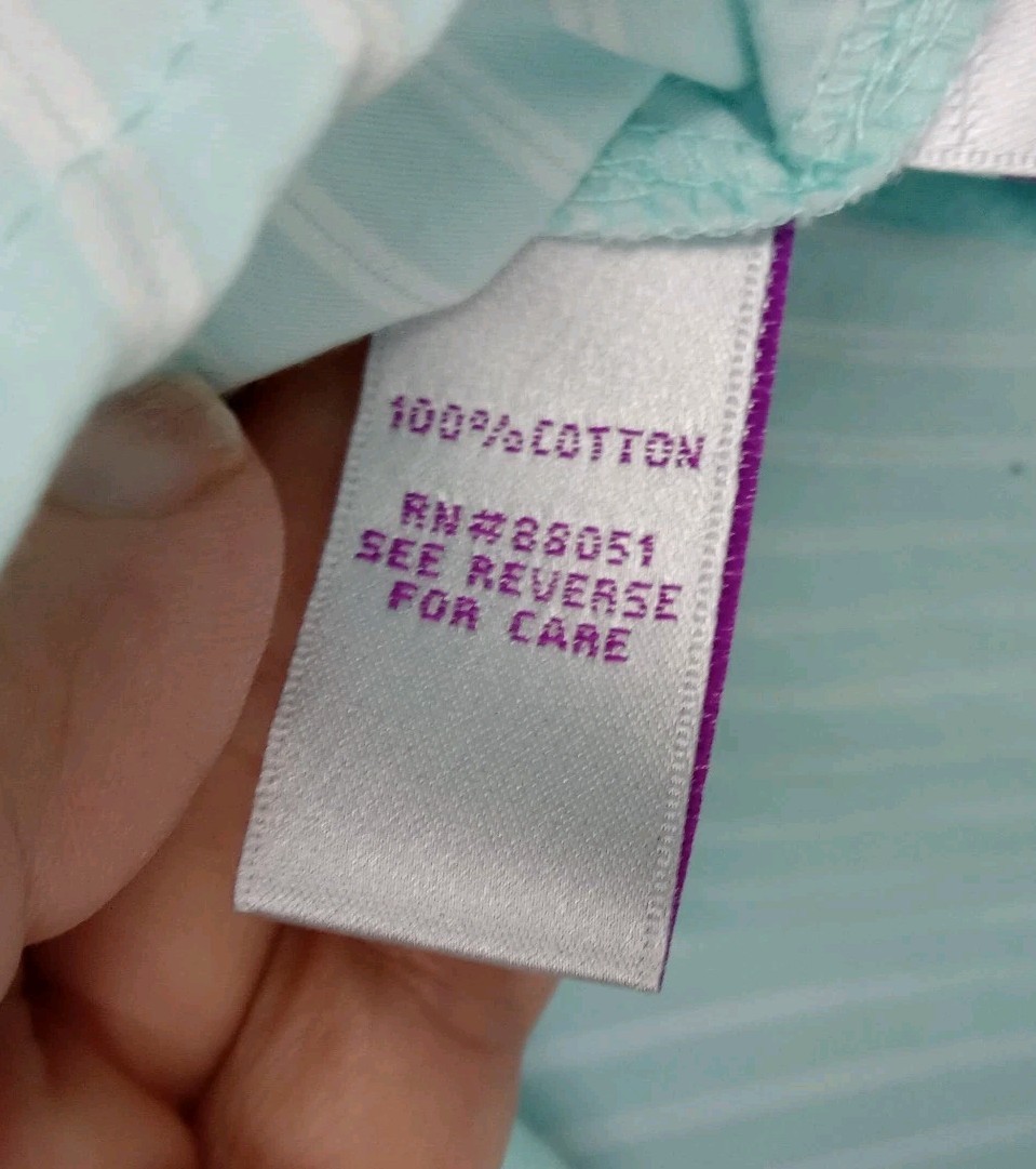 Lilac Bloom Women’s Blouse M Mint Striped Office Basic Button Up Long Sleeve
