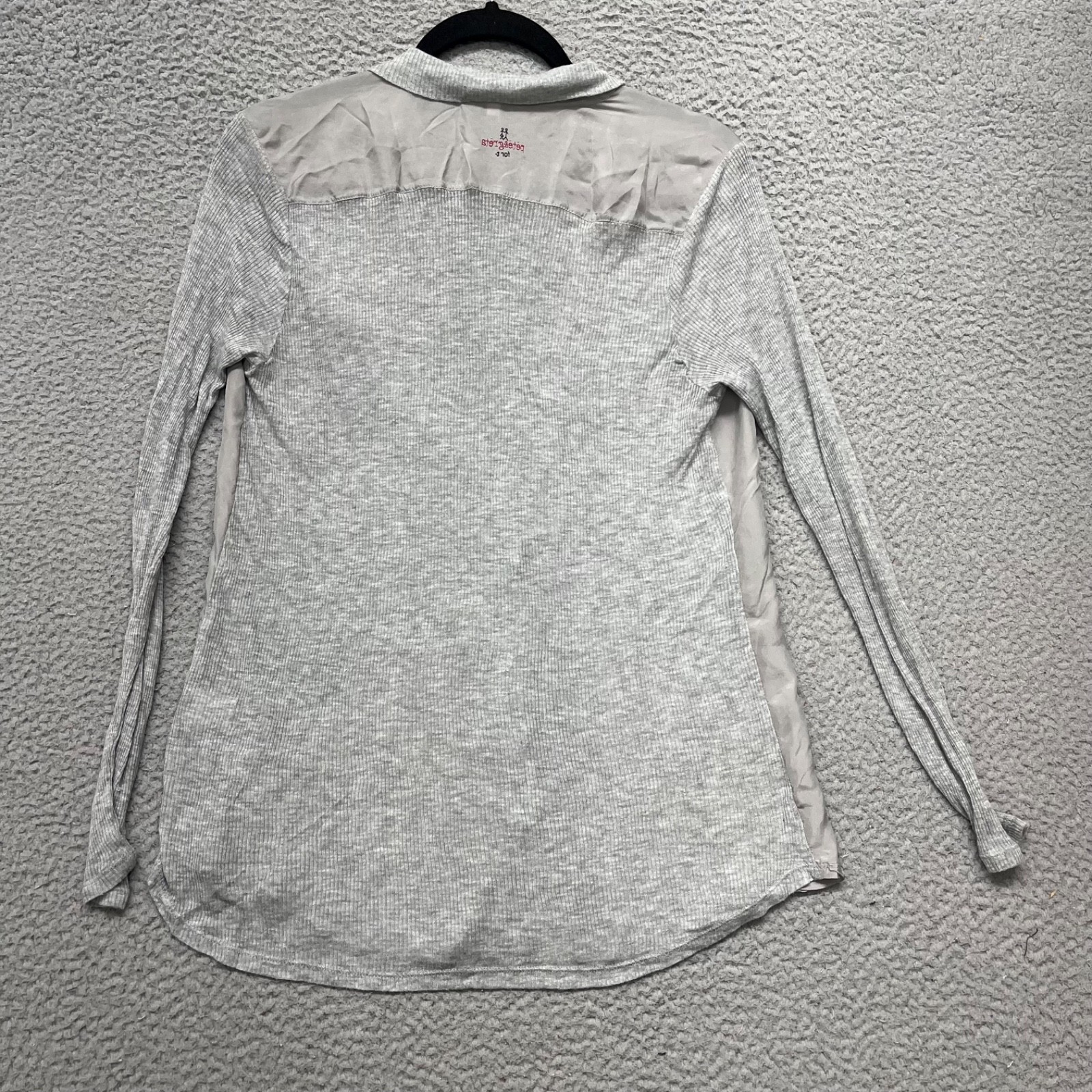 Johnny Was Pete & Greta Top Womens M Gray Silk Button Up Minimalist *Read*