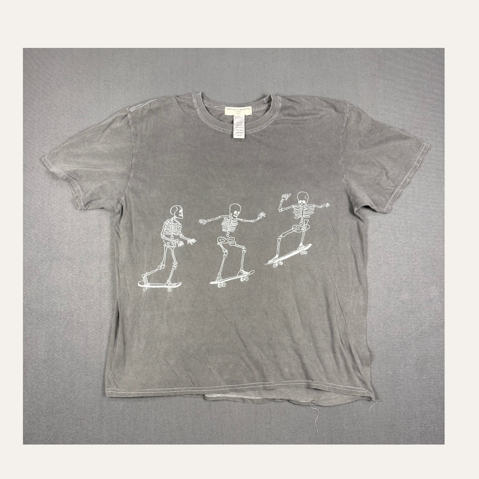 Project Social T Urban Outfitters One Size Gray Skeleton Skateboard Graphic Tee