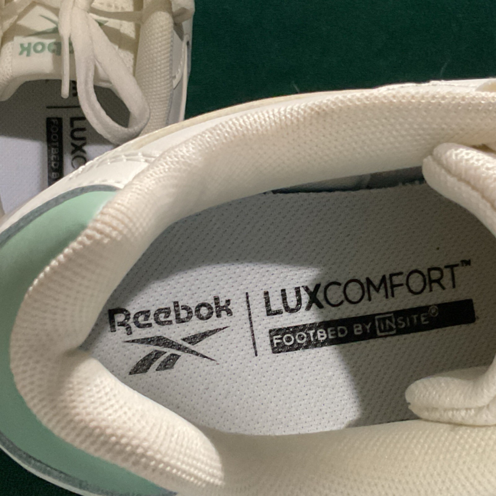 Reebok LuxComfort 1000200062 White Mint Green women’s Athletic Sneaker