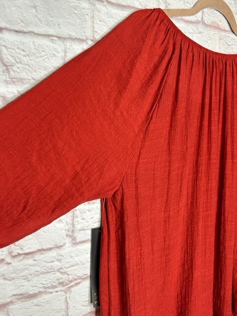 XL/1X/2X/3X New Dark Red Cinnamon Light Gauze Peasant Top Lace Blouse Tunic