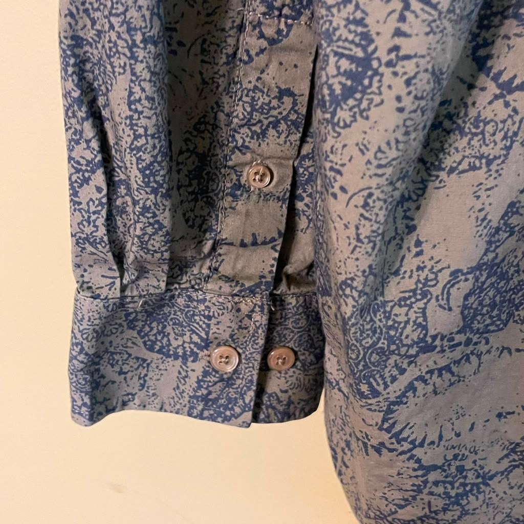 Marc Edwards Womens XL Abstract Botanical Print V-Neck Popover Shirt Blouse
