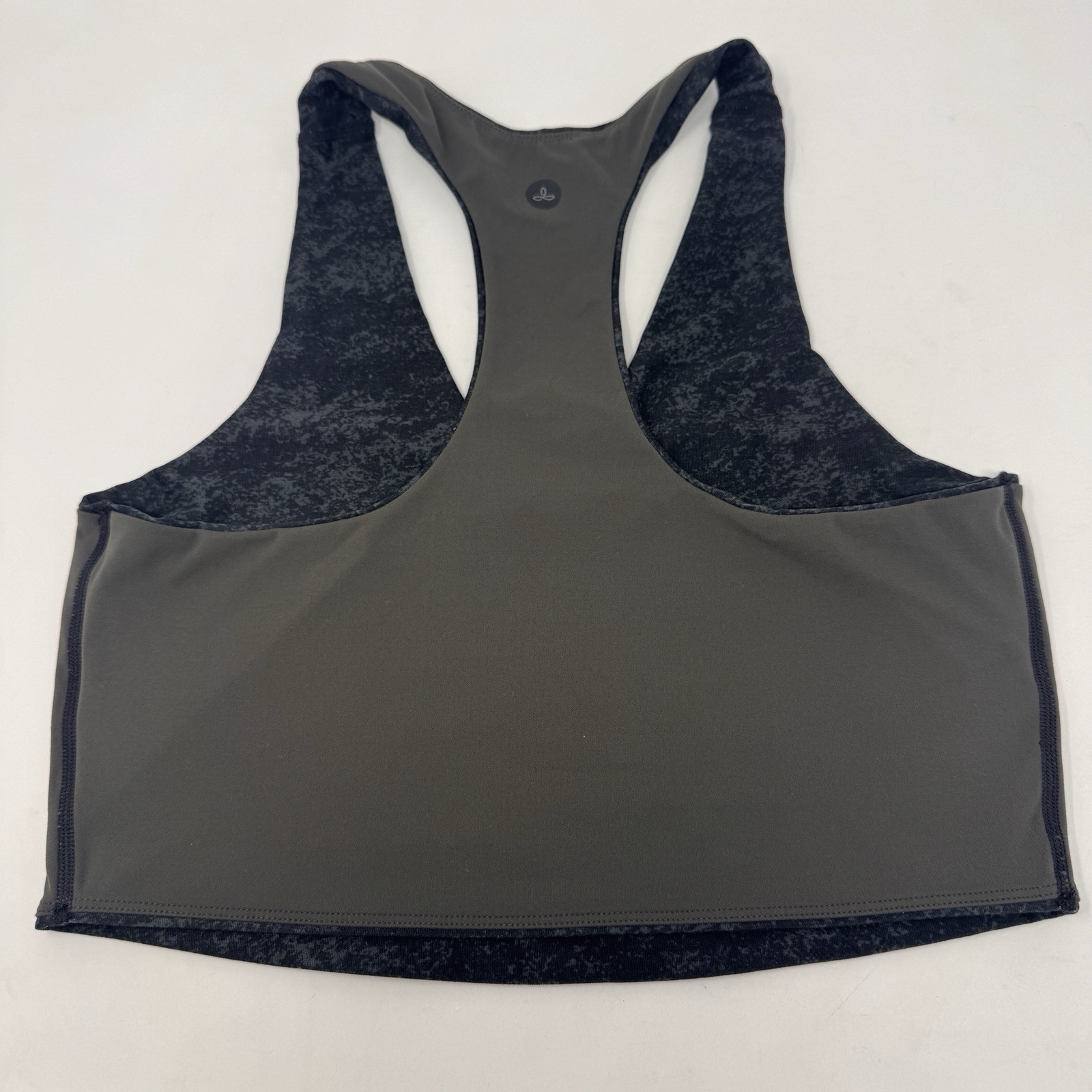 prAna Black Gray Sandblast Momento Crop Top Sports Bra Gym *See Measurements*