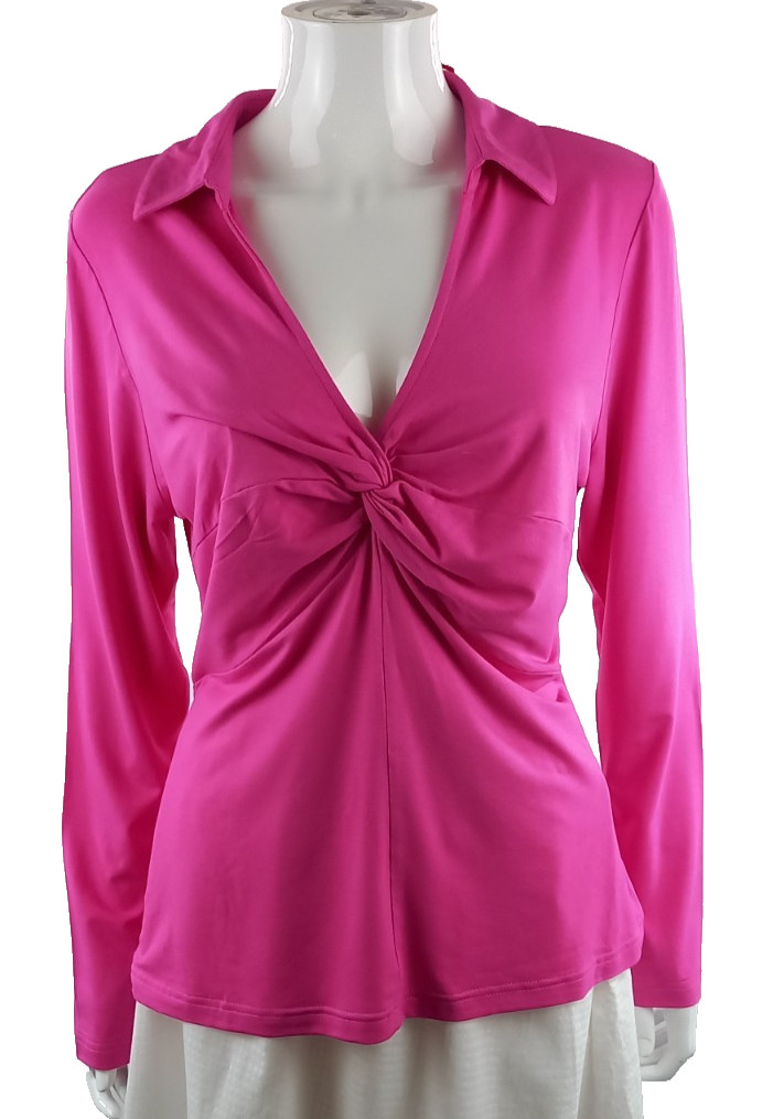 Joe Browns Pink Biba Twist Front Jersey Stretch Top NEW UK 14 Collared