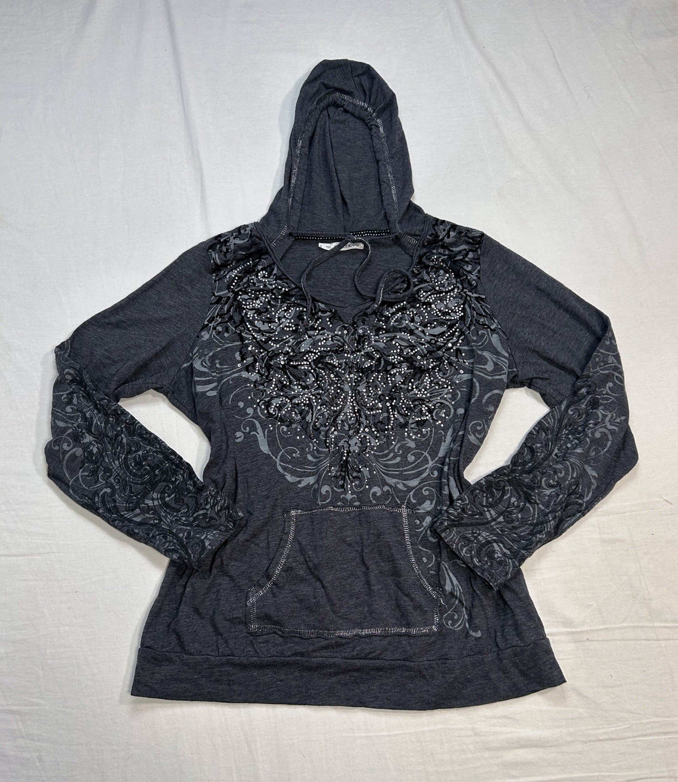 VTG Affliction/Tapout Style Y2K Gothic Tattoo Long Sleeve XL Rhinestone Imperial