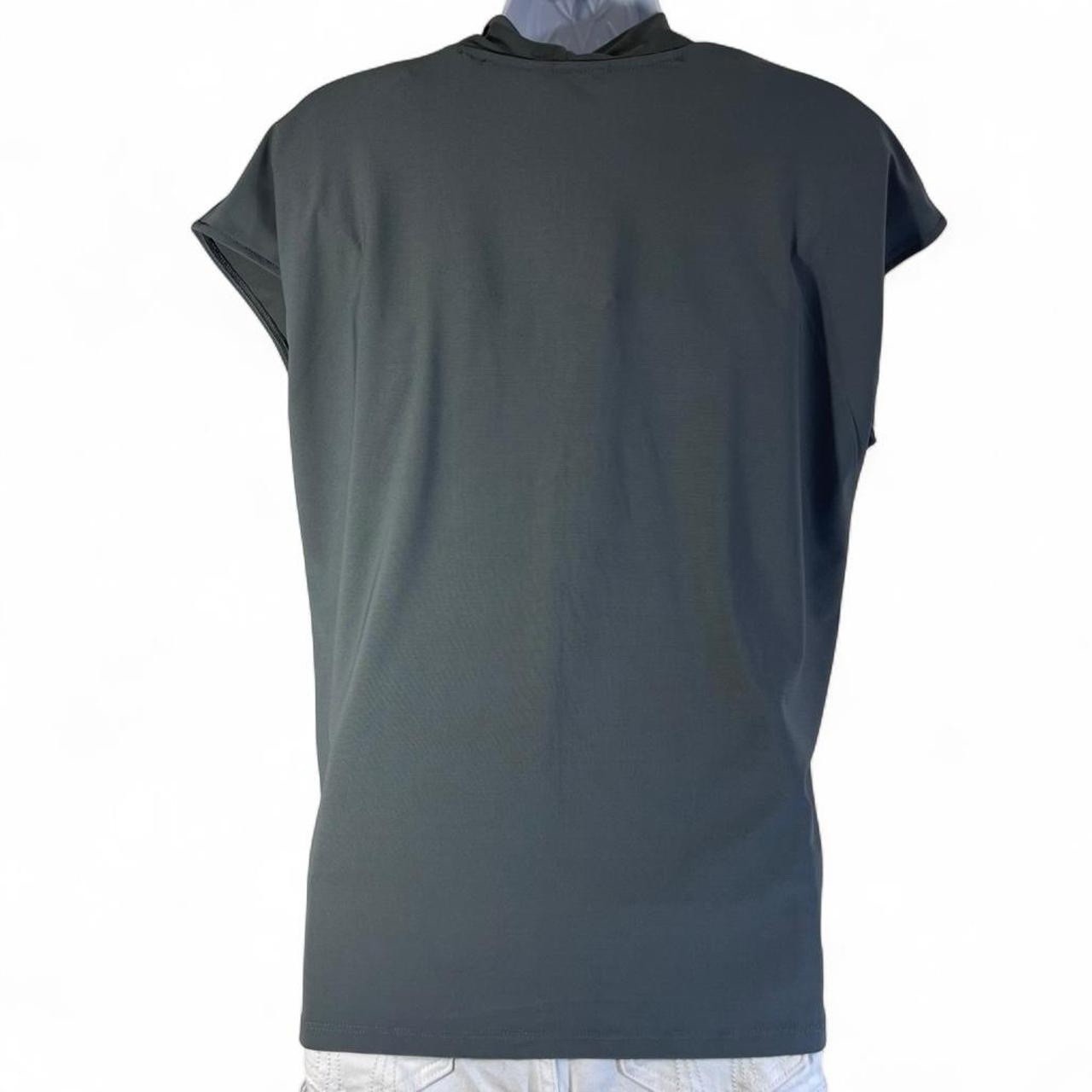 Buffalo David Bitton Elevated Knit V-Neck Short Sleeve Blouse Womens Small Gray