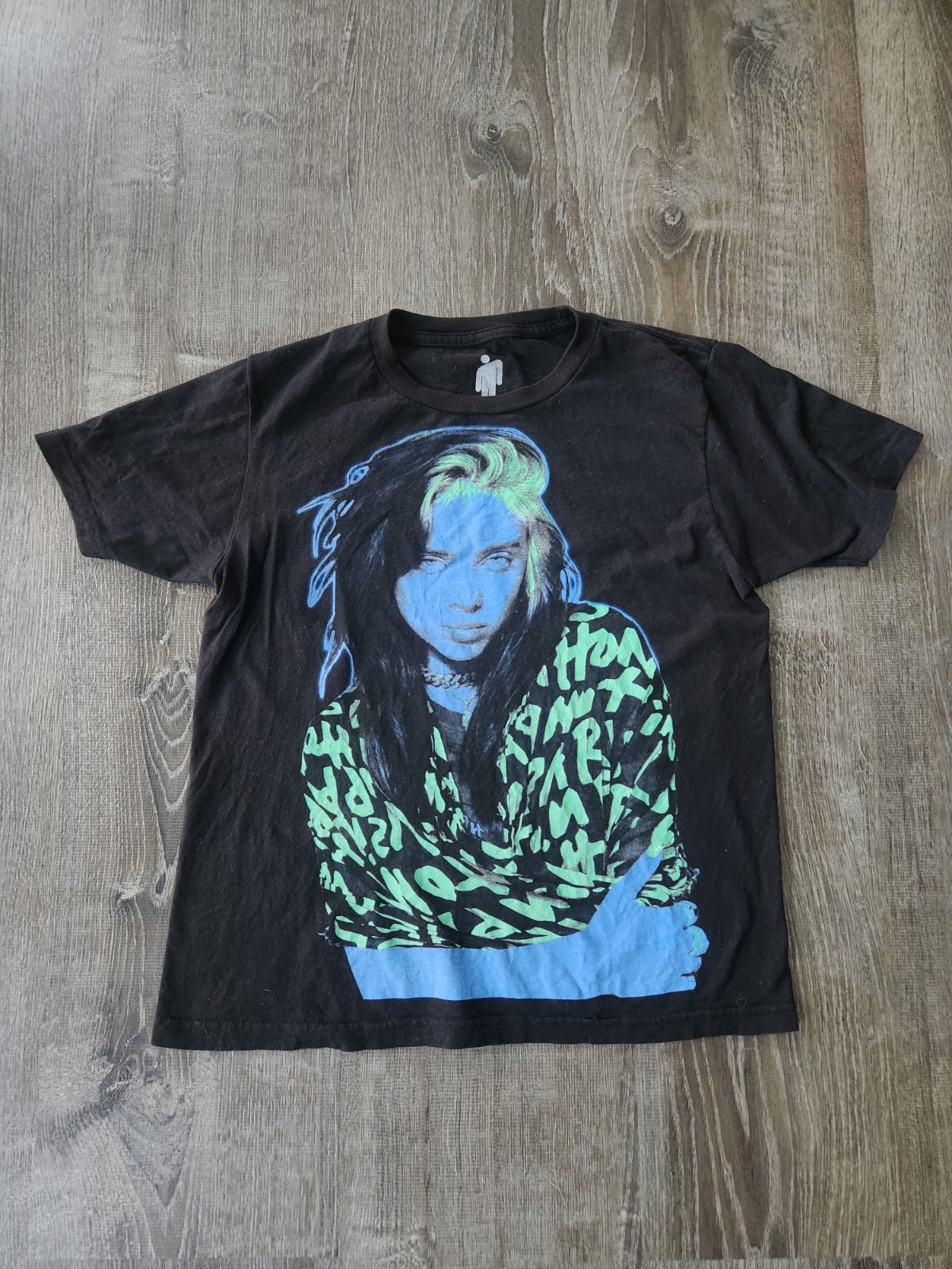 Billie Eilish Neon Graphic Design Black XS Tee
