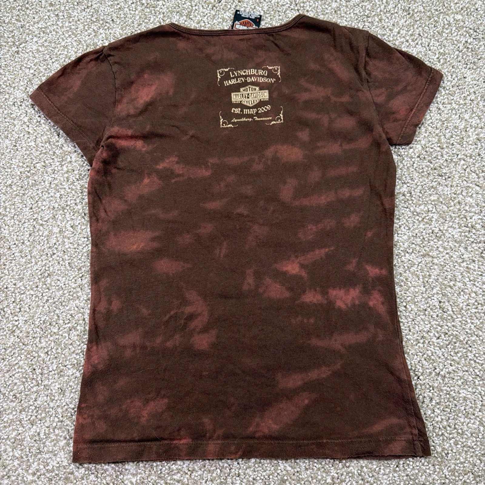Vintage Y2K Women’s Harley Davidson Top Size Small Heart Bedazzled Aop