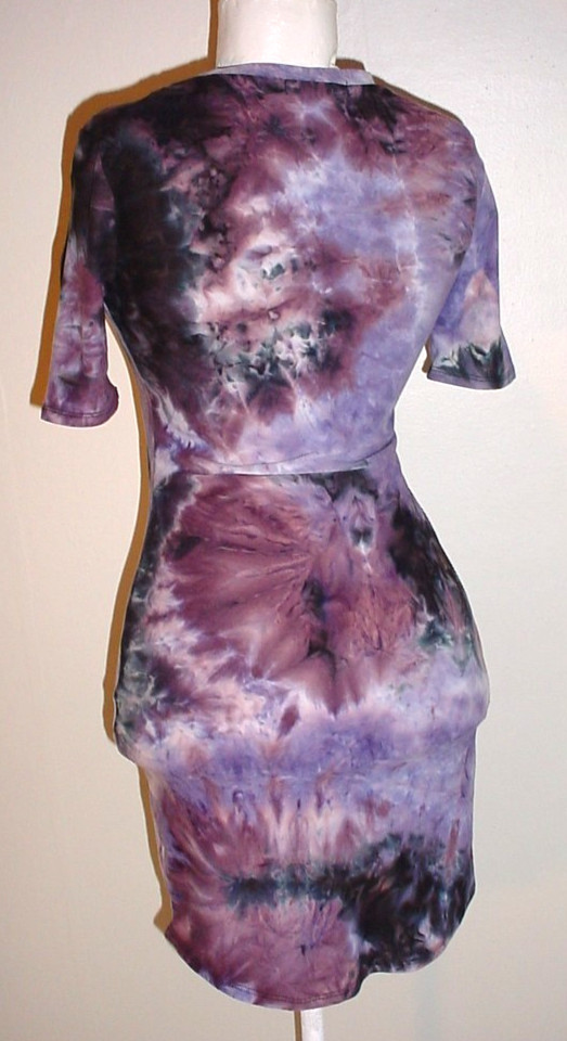 Derek Heart Wiggle Minidress Long Top Size Small Tie Dye Stretch Short Sleeved