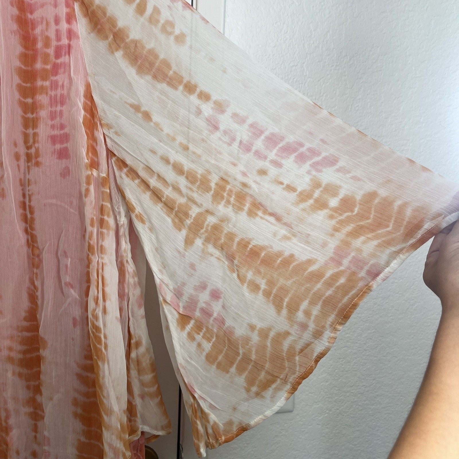 NWT Soft Surroundings Tunic Top 3X Coral Tie Dye High-Low Blouse Resort Vacay