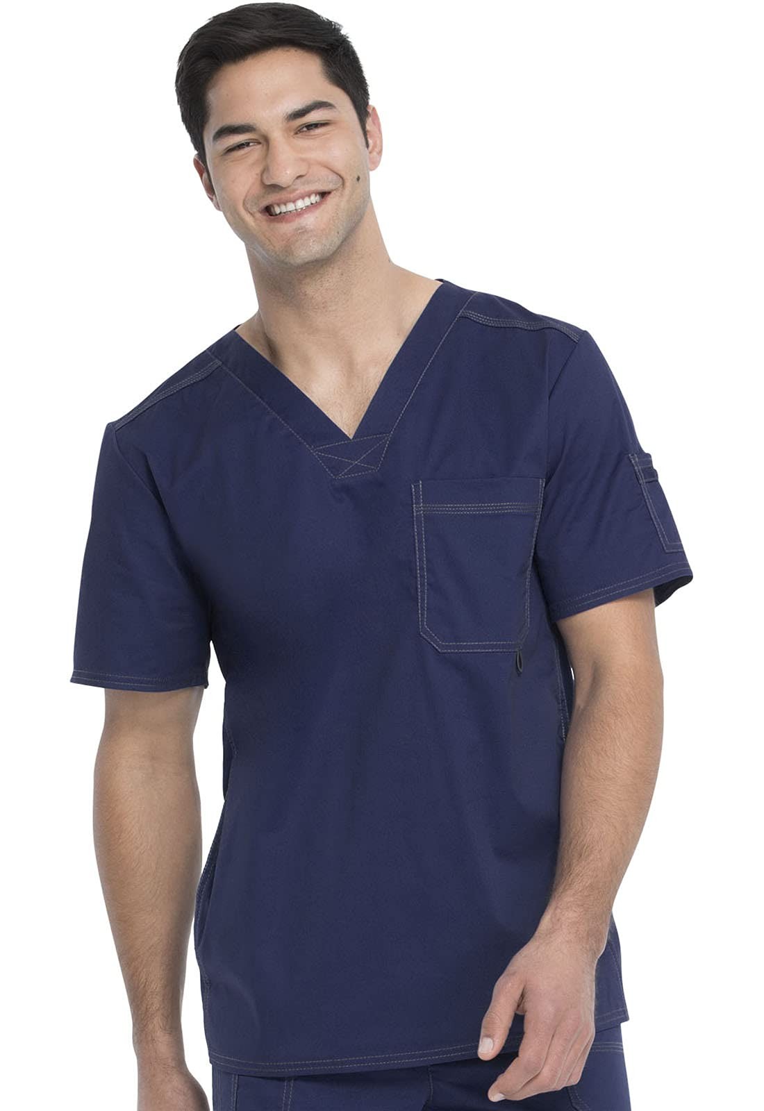 Dickies Men’s Generation Flex Utility Scrubs V-Neck Shirt, Navy, Size: Small