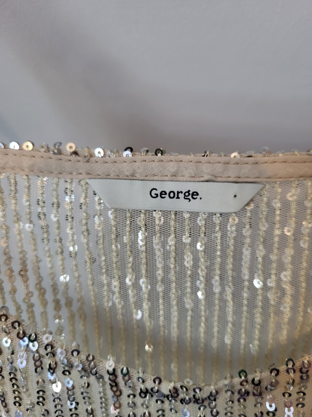 George Sequin Sheer Cami Vest Top Size 10 Gold Silver Festival Party Evening
