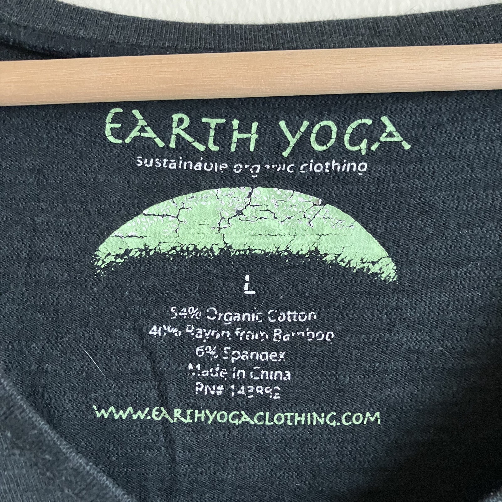 Earth Yoga Bling Graphic Organic Cotton Bamboo Sustainable V Neck Tee Large