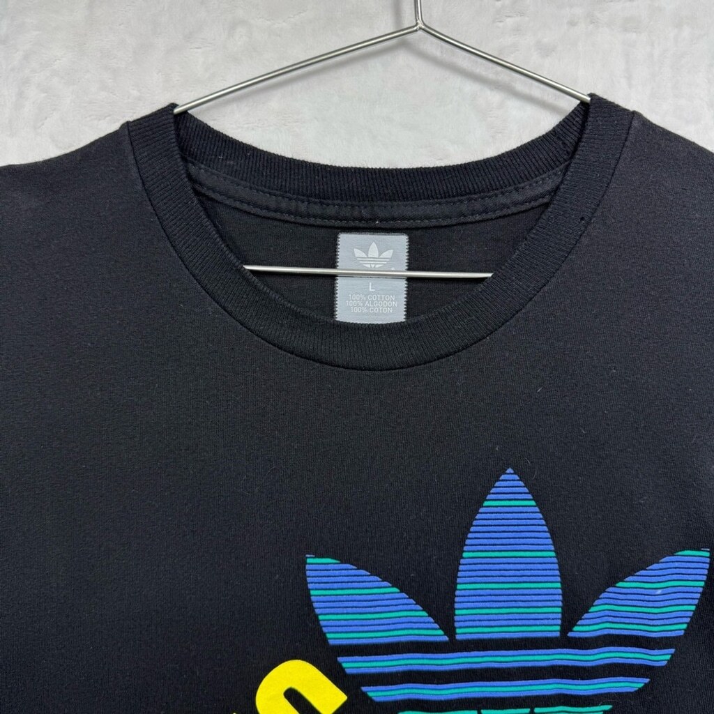 Adidas Originals 1949 Bold Multicolor Logo Black Crewneck 100% Cotton Tee Large