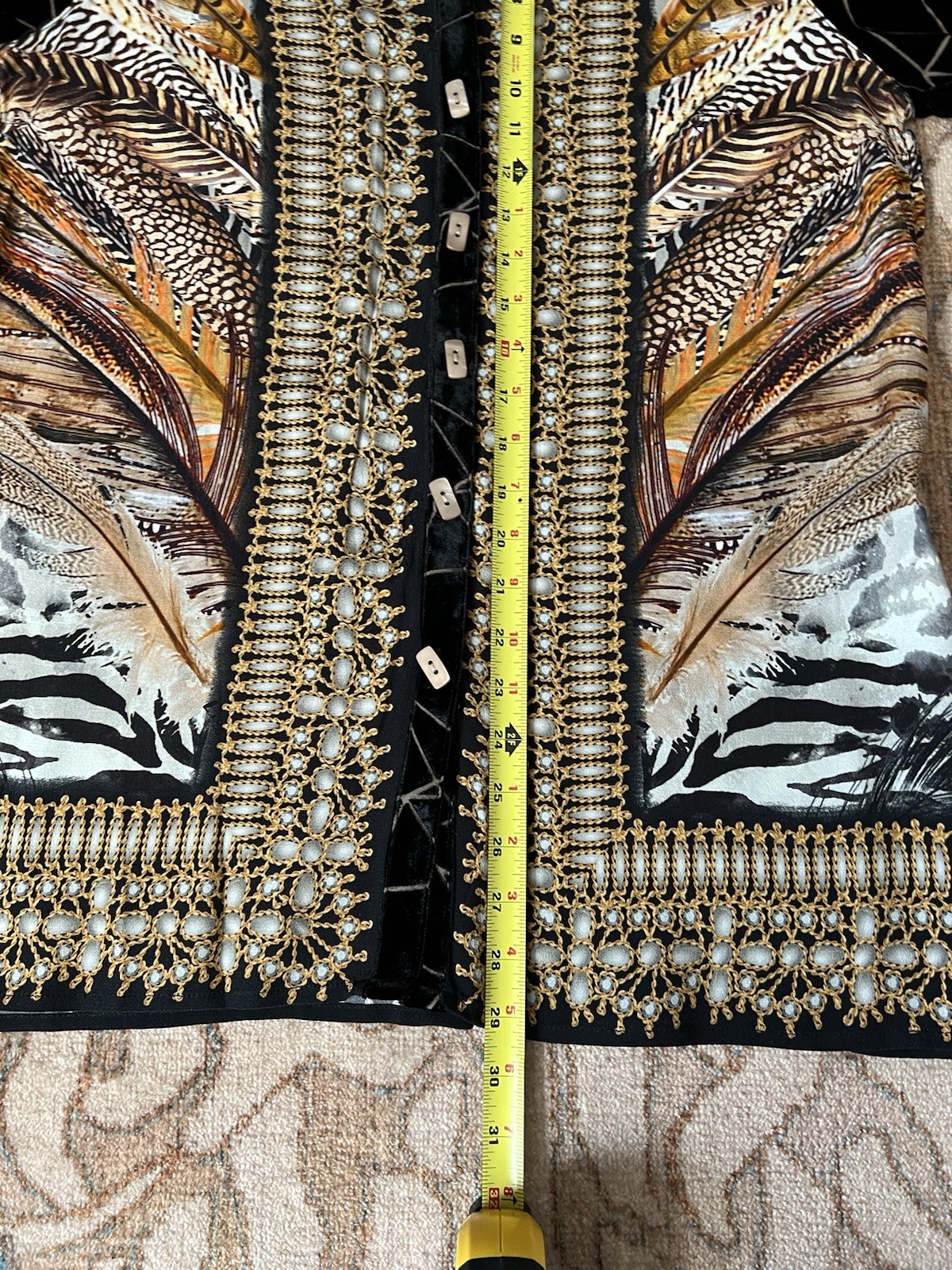 JOHN MARK Velvet Burnout Monarch Butterfly Art To Wear Button Blouse Top Sz S