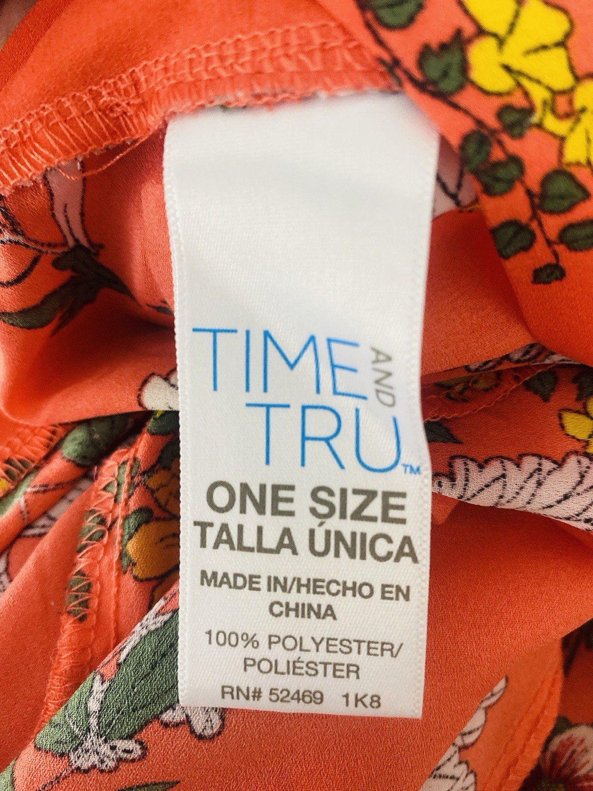 Time and Tru Women’s Orange Multicolor Floral V-Neck Open Kimono Lace Sleeves