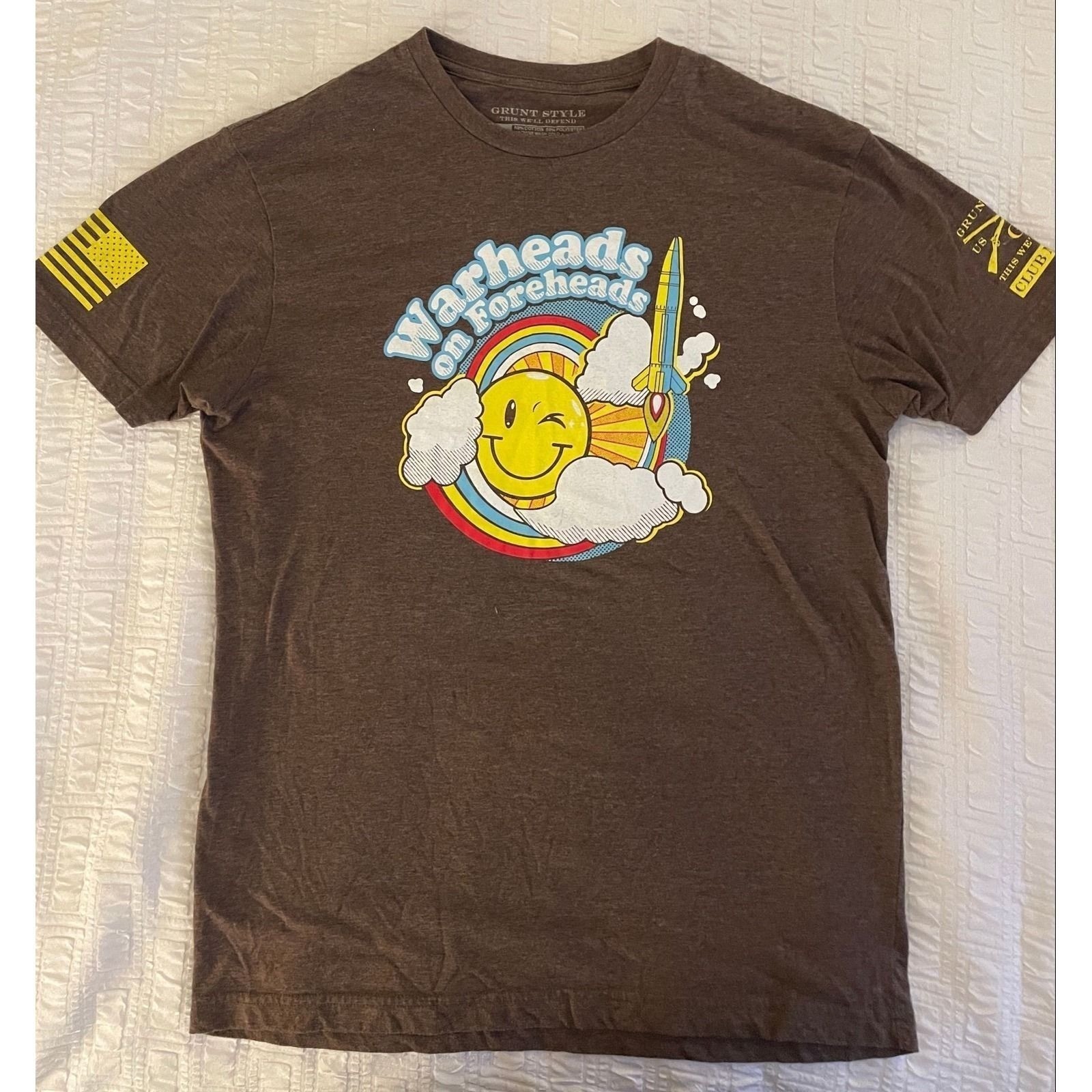 Grunt style Warheads on Foreheads SUNSHINE T-Shirt Women’s Size Large Brown