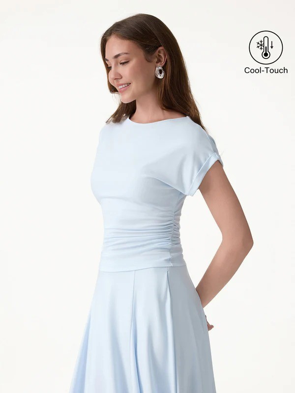OGL CoolTouch Round Neck Ruched Tee Multicolor – New – Free SHIPPING!!!