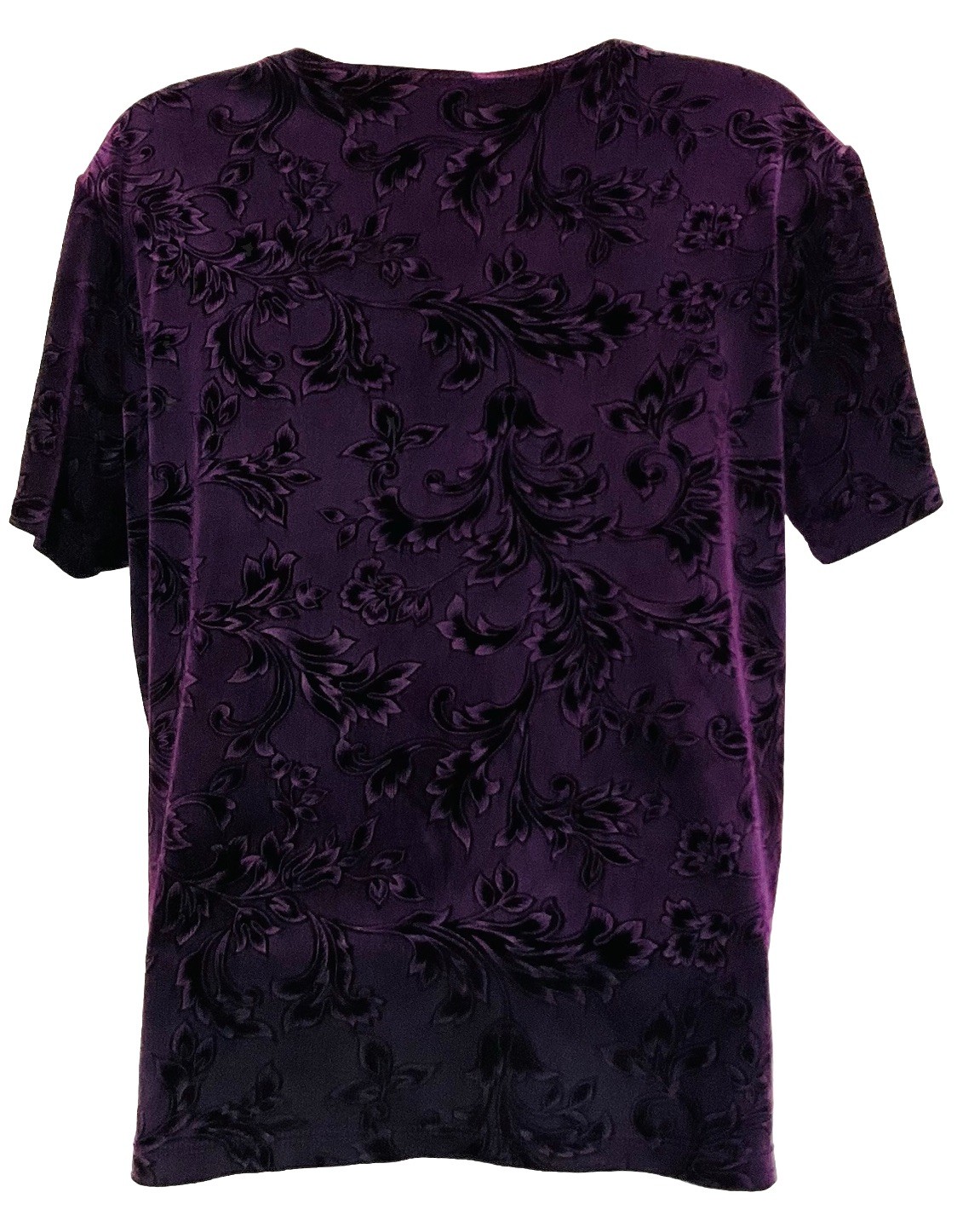 modern essentials top short sleeve deep purple floral pullover