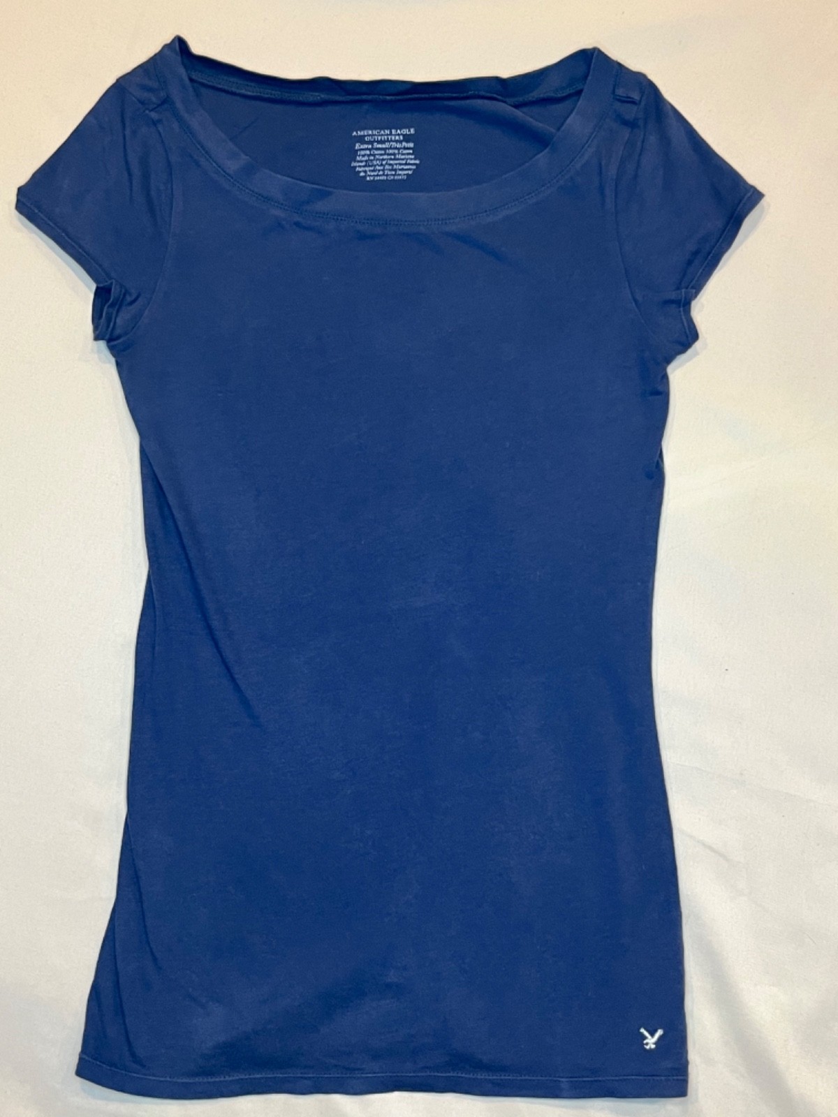 Navy extra Small American Eagle T-Shirt solid Slim scoop neck 100% cotton USA