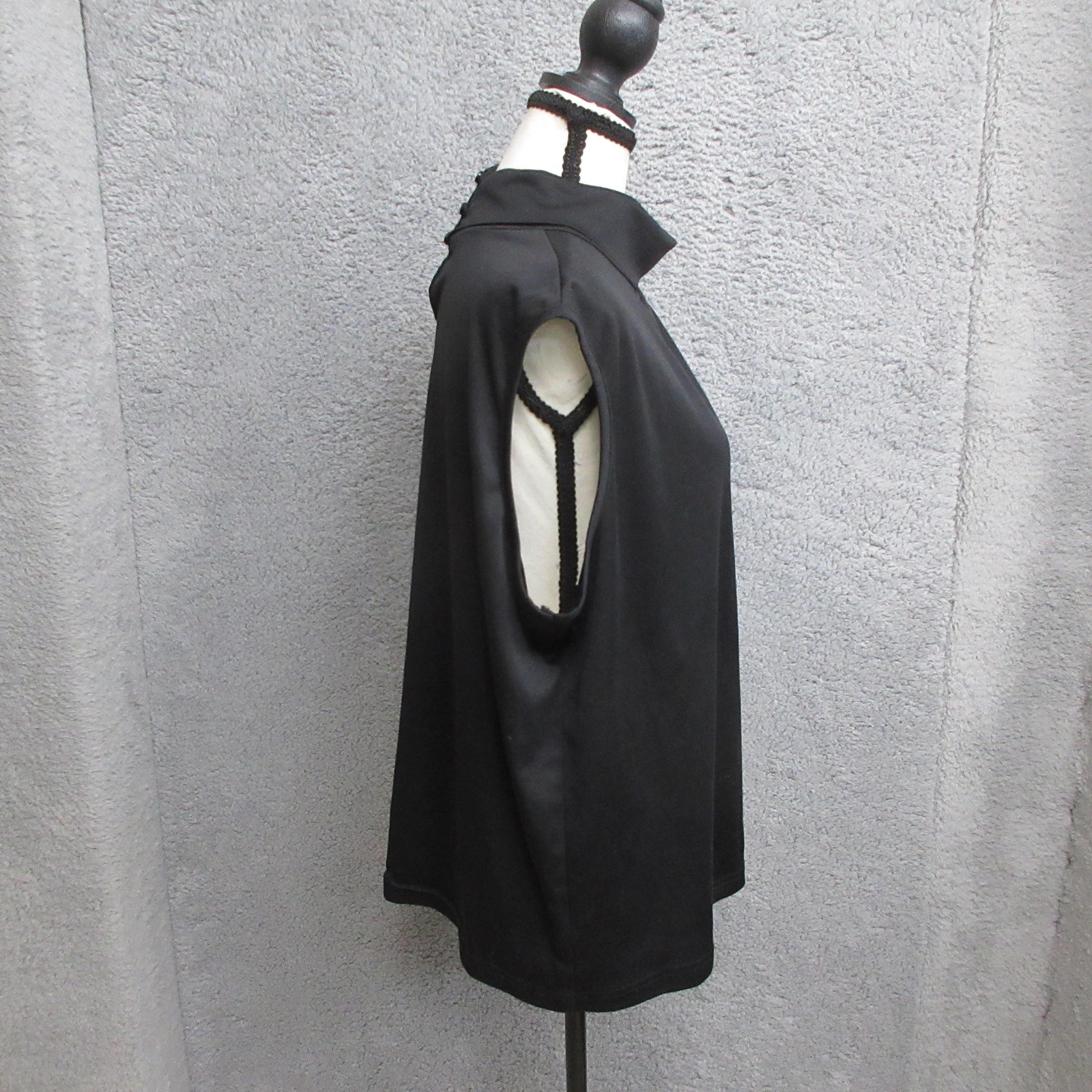 Willow Ridge Womens Black Mock Neck Sleeveless Blouse Keyhole Stretch Size XL