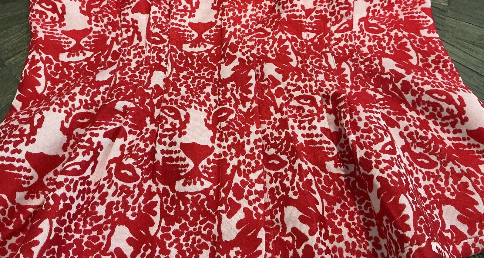 Emily McCarthy Brit Top in Cheeky Cheetah Size Large Pink and Red Puffy Sleeves
